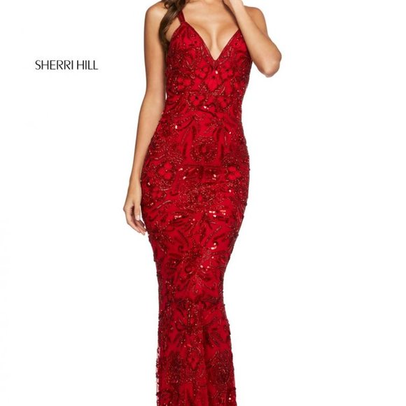 Sherri Hill Dresses & Skirts - Red Beaded Sherri Hill Dress Size 10